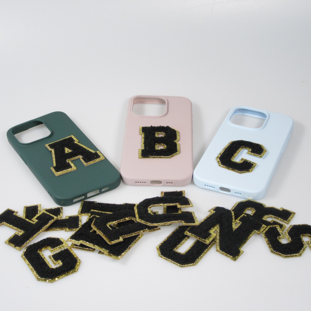 Sticker Aufkleber für Handy/Tablet/Computer 3D gestickt Schwarz - Buchstabe A