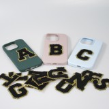 Sticker Aufkleber für Handy/Tablet/Computer 3D gestickt Schwarz - Buchstabe D