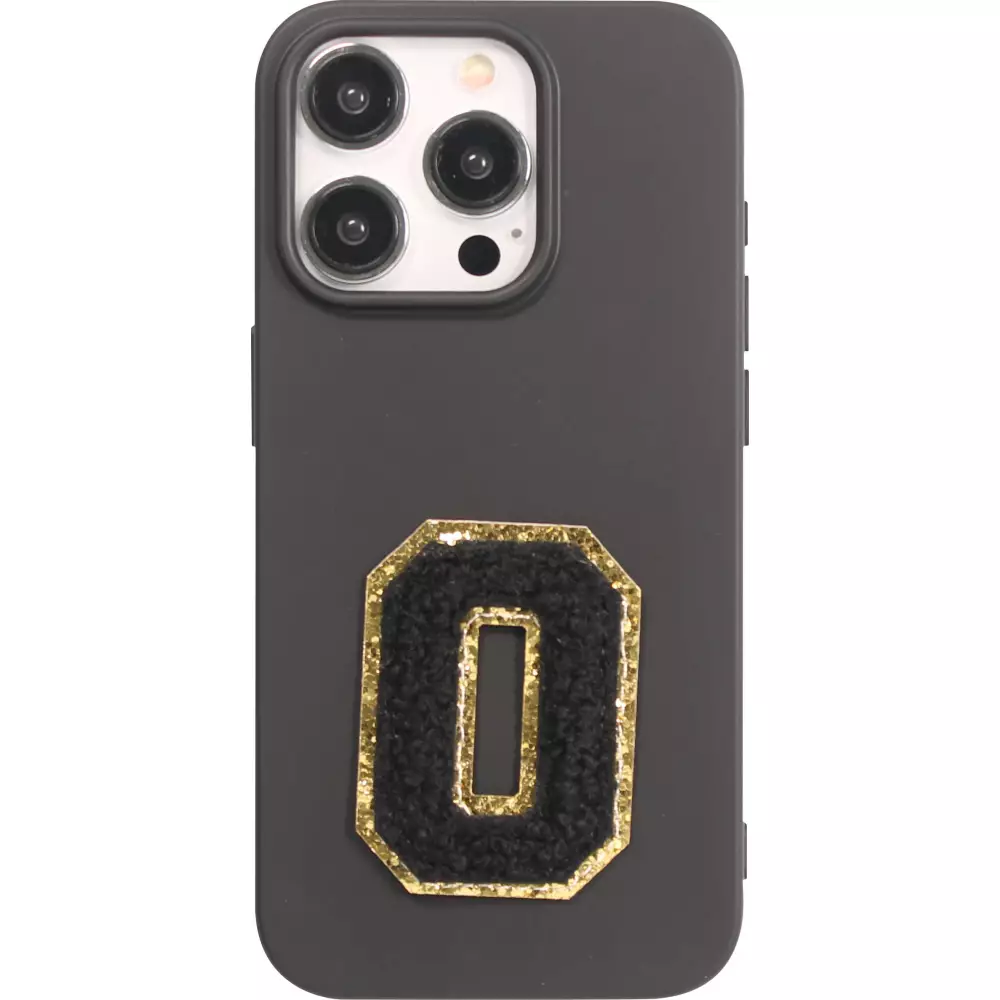 Sticker Aufkleber für Handy/Tablet/Computer 3D gestickt Schwarz - Buchstabe O