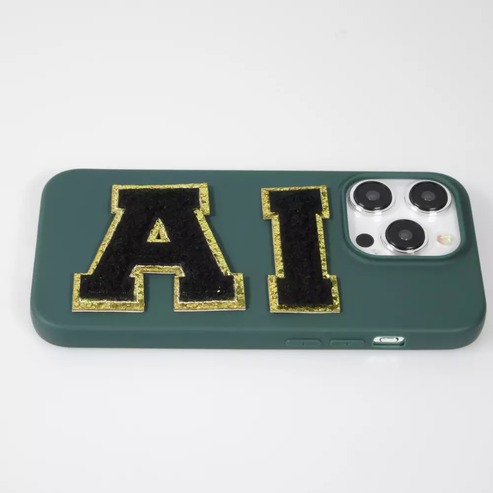 Sticker Aufkleber für Handy/Tablet/Computer 3D gestickt Schwarz - Buchstabe O