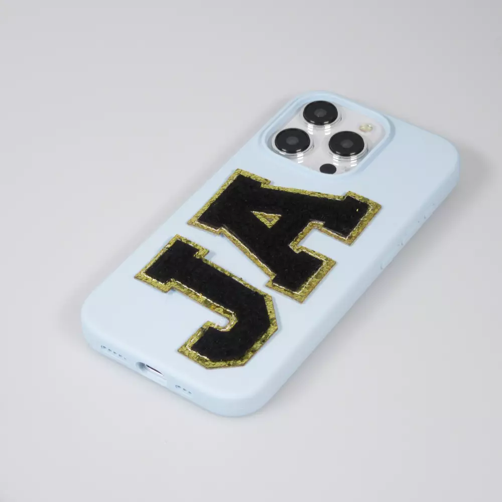 Sticker Aufkleber für Handy/Tablet/Computer 3D gestickt Schwarz - Buchstabe O