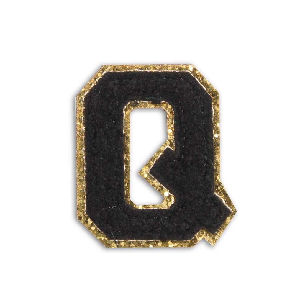 Sticker Aufkleber für Handy/Tablet/Computer 3D gestickt Schwarz - Buchstabe Q