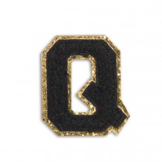 Sticker Aufkleber für Handy/Tablet/Computer 3D gestickt Schwarz - Buchstabe Q