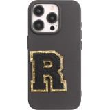 Sticker Aufkleber für Handy/Tablet/Computer 3D gestickt Schwarz - Buchstabe R