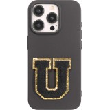 Sticker Aufkleber für Handy/Tablet/Computer 3D gestickt Schwarz - Buchstabe U