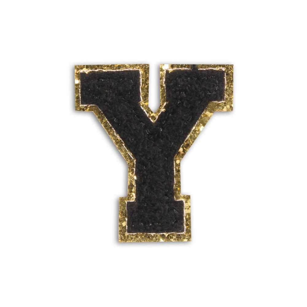 Sticker Aufkleber für Handy/Tablet/Computer 3D gestickt Schwarz - Buchstabe Y