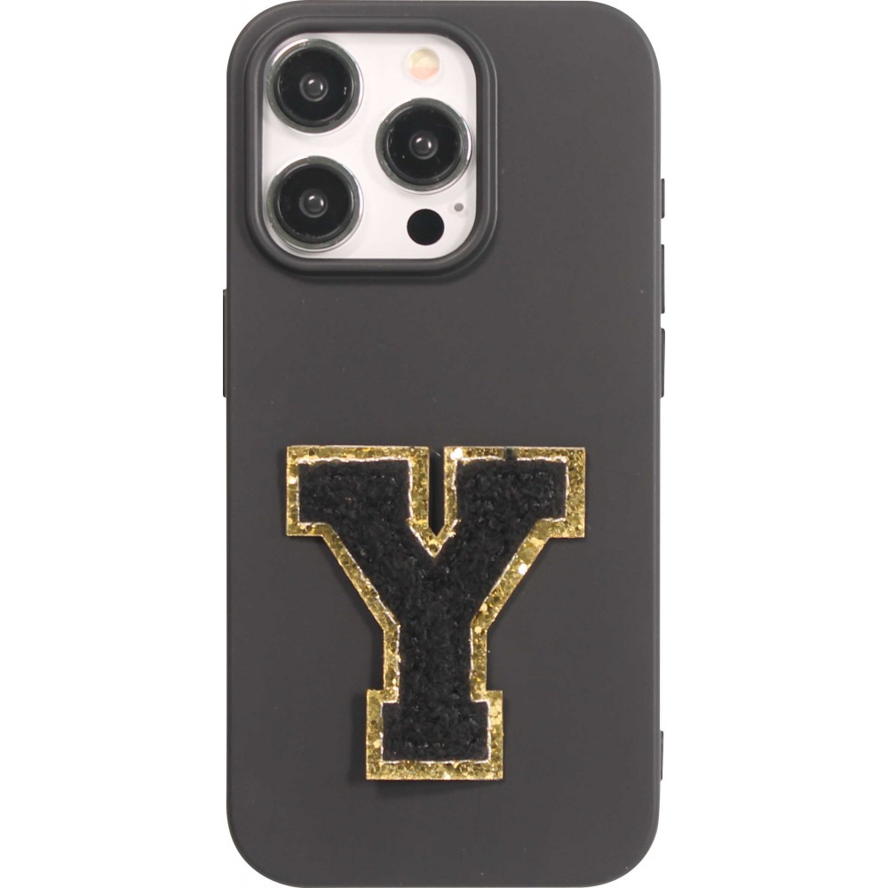 Sticker Aufkleber für Handy/Tablet/Computer 3D gestickt Schwarz - Buchstabe Y