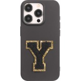 Sticker Aufkleber für Handy/Tablet/Computer 3D gestickt Schwarz - Buchstabe Y