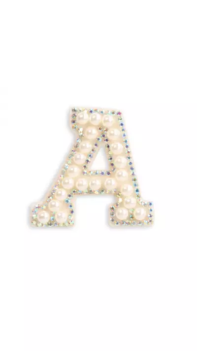 Sticker Aufkleber f&uuml;r Handy/Tablet/Computer 3D Pearls weiss - Buchstabe A