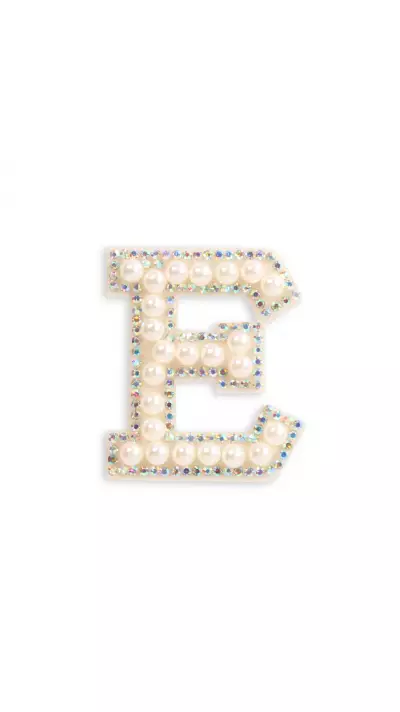 Sticker Aufkleber f&uuml;r Handy/Tablet/Computer 3D Pearls weiss - Buchstabe E