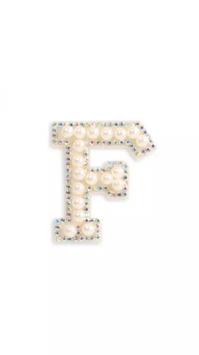 Sticker Aufkleber f&uuml;r Handy/Tablet/Computer 3D Pearls weiss - Buchstabe F