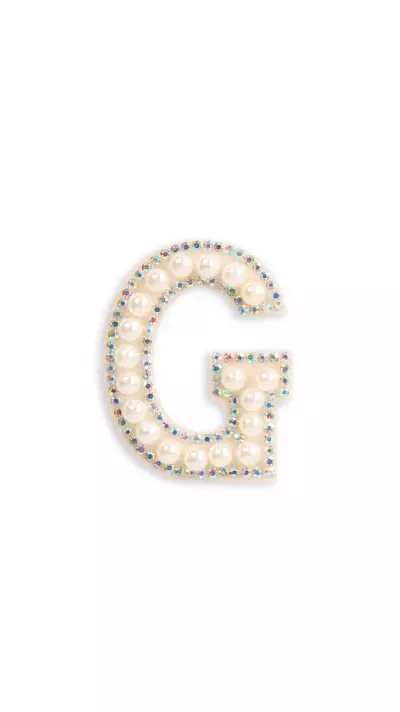 Sticker Aufkleber f&uuml;r Handy/Tablet/Computer 3D Pearls weiss - Buchstabe G