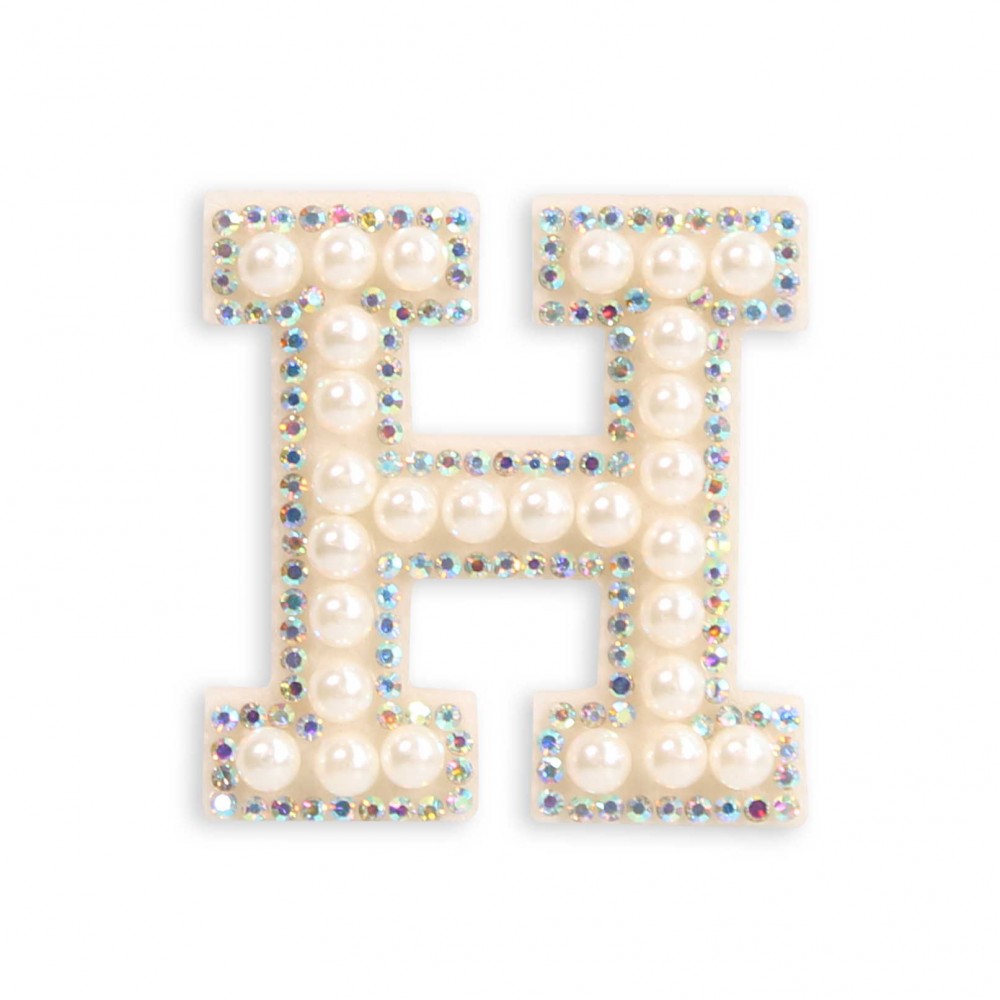Sticker Aufkleber für Handy/Tablet/Computer 3D Pearls weiss - Buchstabe H