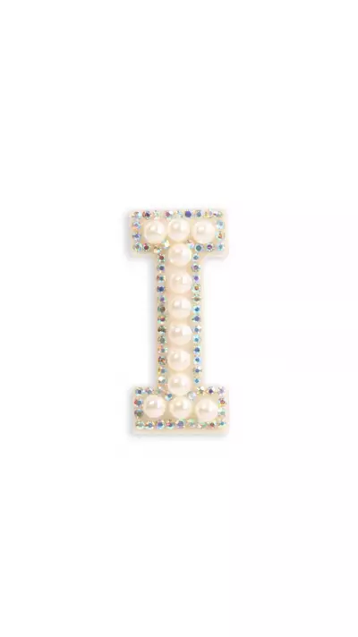 Sticker Aufkleber f&uuml;r Handy/Tablet/Computer 3D Pearls weiss - Buchstabe I