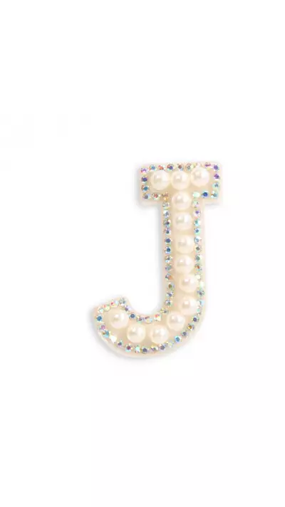 Sticker Aufkleber f&uuml;r Handy/Tablet/Computer 3D Pearls weiss - Buchstabe J