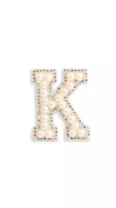 Sticker Aufkleber f&uuml;r Handy/Tablet/Computer 3D Pearls weiss - Buchstabe K