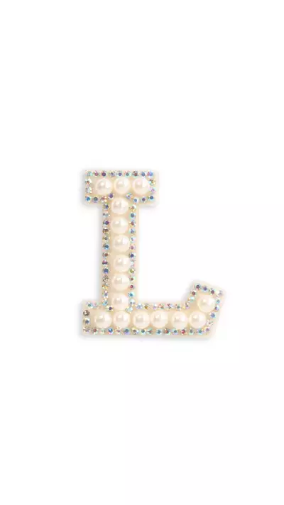 Sticker Aufkleber f&uuml;r Handy/Tablet/Computer 3D Pearls weiss - Buchstabe L