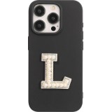 Autocollant sticker pour téléphone/tablette/ordinateur brodé en 3D pearls blanc - Lettre L