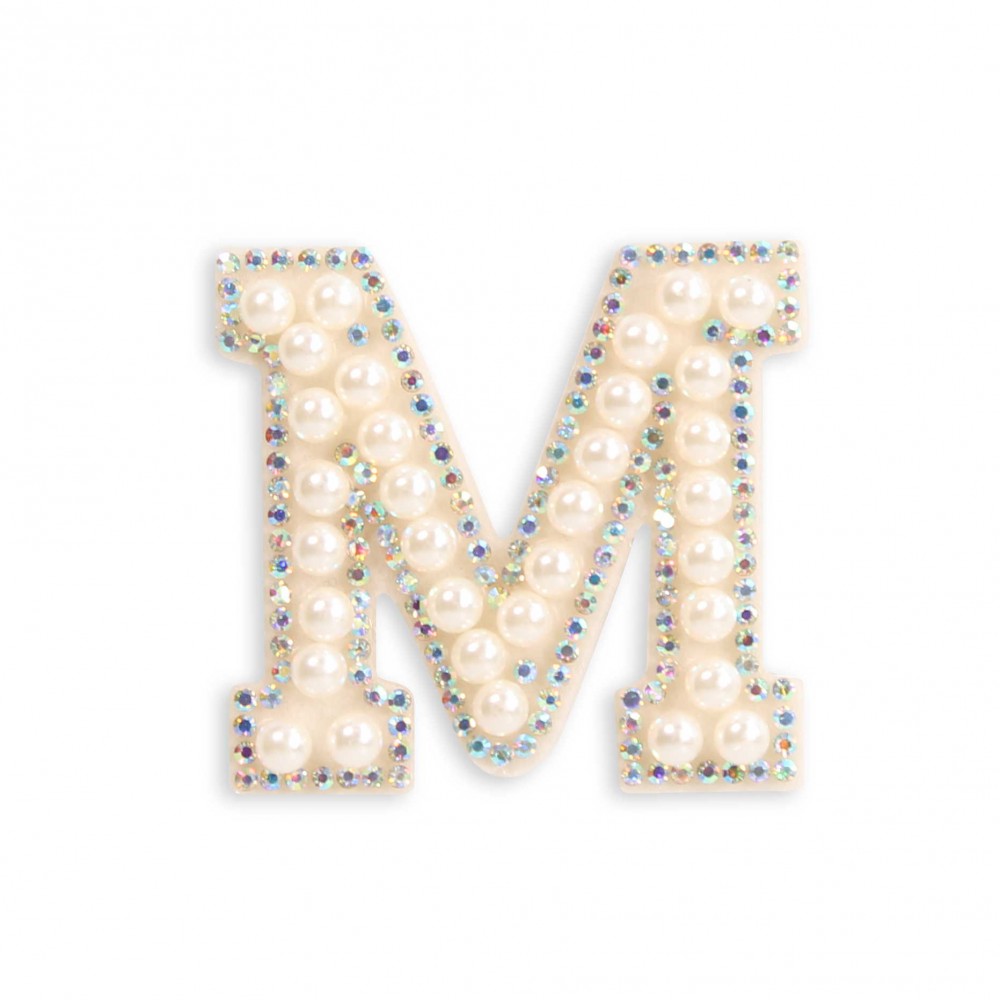 Sticker Aufkleber für Handy/Tablet/Computer 3D Pearls weiss - Buchstabe M