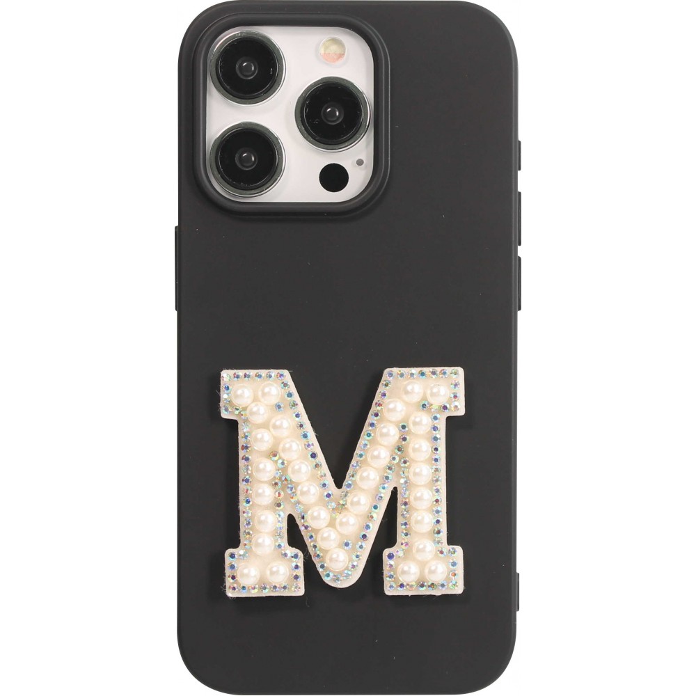 Sticker Aufkleber für Handy/Tablet/Computer 3D Pearls weiss - Buchstabe M