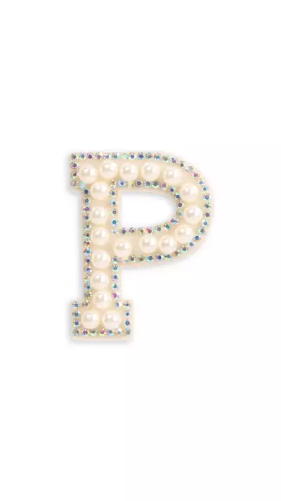 Sticker Aufkleber f&uuml;r Handy/Tablet/Computer 3D Pearls weiss - Buchstabe P