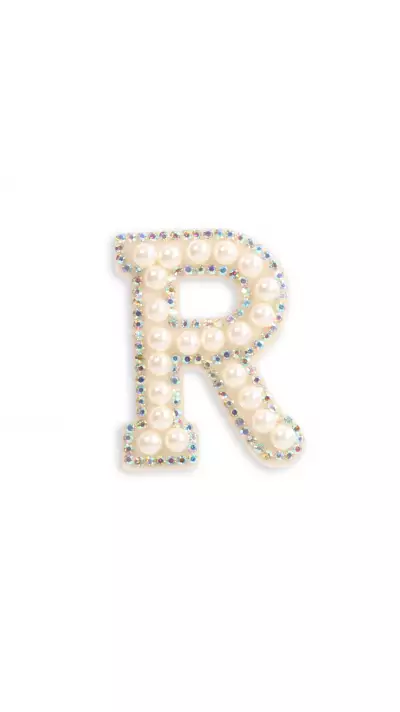 Sticker Aufkleber f&uuml;r Handy/Tablet/Computer 3D Pearls weiss - Buchstabe R