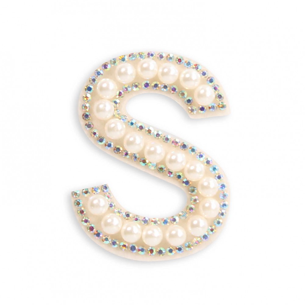 Sticker Aufkleber für Handy/Tablet/Computer 3D Pearls weiss - Buchstabe S