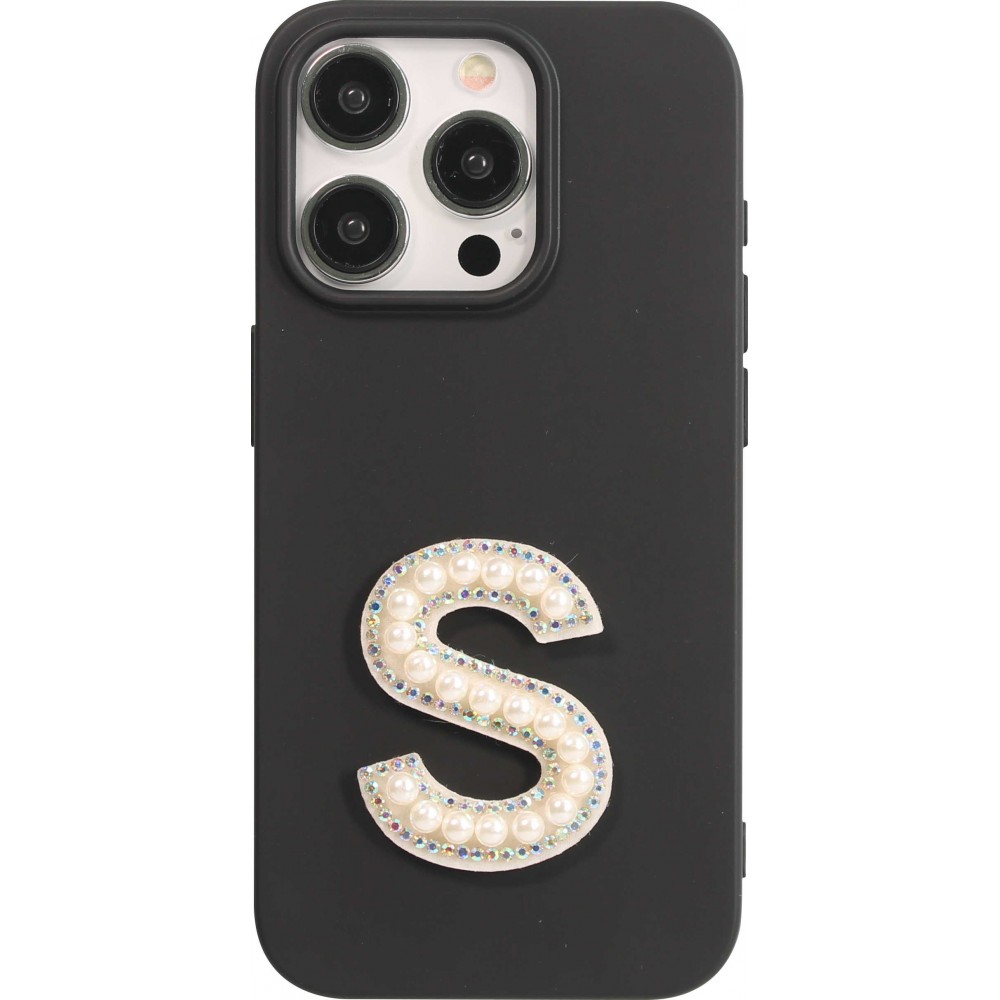 Sticker Aufkleber für Handy/Tablet/Computer 3D Pearls weiss - Buchstabe S