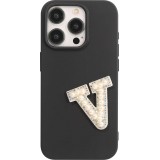 Sticker Aufkleber für Handy/Tablet/Computer 3D Pearls weiss - Buchstabe V