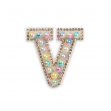 Sticker Aufkleber für Handy/Tablet/Computer 3D Pearls Multifarben - Buchstabe V