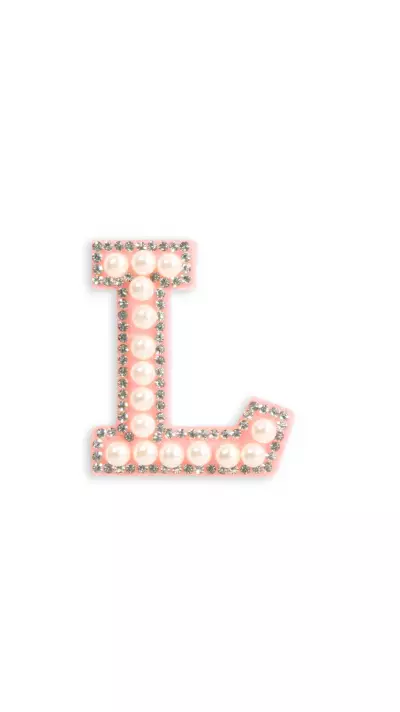 Sticker Aufkleber f&uuml;r Handy/Tablet/Computer 3D Pearls Rosa - Buchstabe L