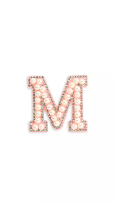 Sticker Aufkleber f&uuml;r Handy/Tablet/Computer 3D Pearls Rosa - Buchstabe M