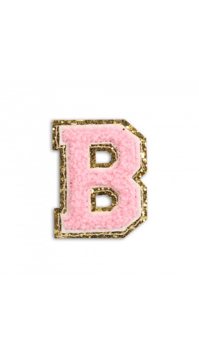 Autocollant sticker pour téléphone/tablette/ordinateur brodé en 3D rose clair - Lettre B