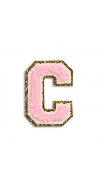Autocollant sticker pour téléphone/tablette/ordinateur brodé en 3D rose clair - Lettre C