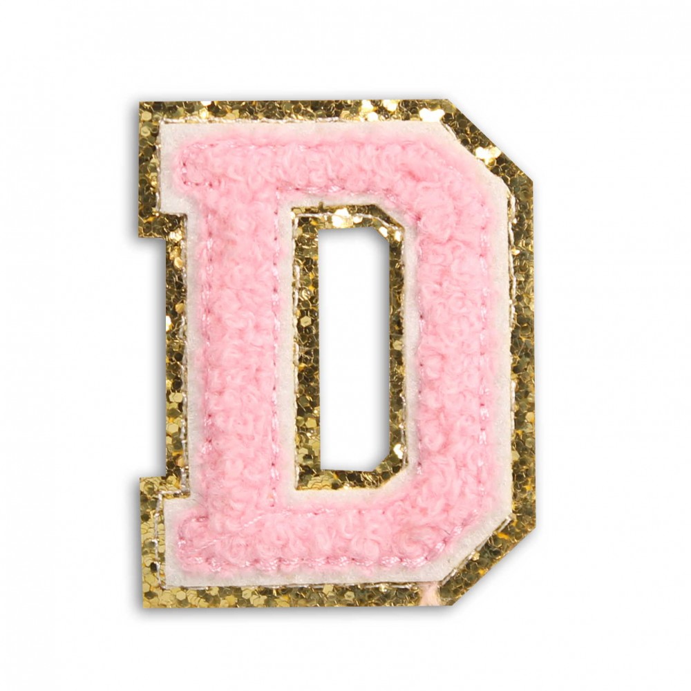 Sticker Aufkleber für Handy/Tablet/Computer 3D gestickt Hellrosa - Buchstabe D