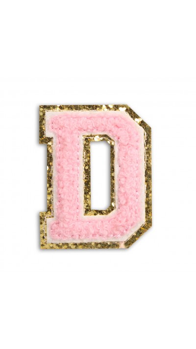 Autocollant sticker pour téléphone/tablette/ordinateur brodé en 3D rose clair - Lettre D