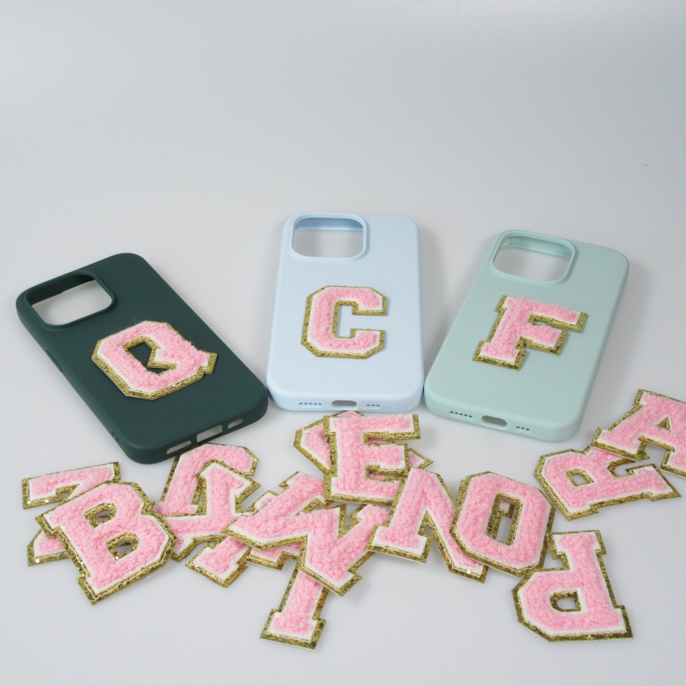 Sticker Aufkleber für Handy/Tablet/Computer 3D gestickt Hellrosa - Buchstabe D