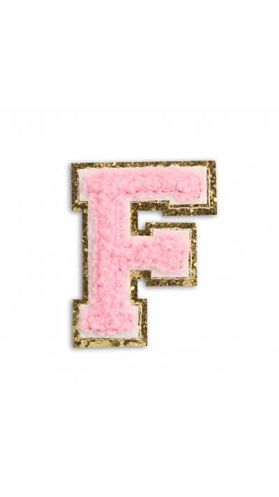 Autocollant sticker pour téléphone/tablette/ordinateur brodé en 3D rose clair - Lettre F