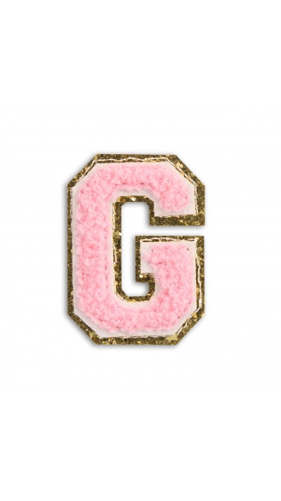 Autocollant sticker pour téléphone/tablette/ordinateur brodé en 3D rose clair - Lettre G