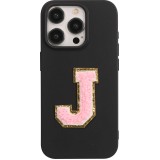 Sticker Aufkleber für Handy/Tablet/Computer 3D gestickt Hellrosa - Buchstabe J