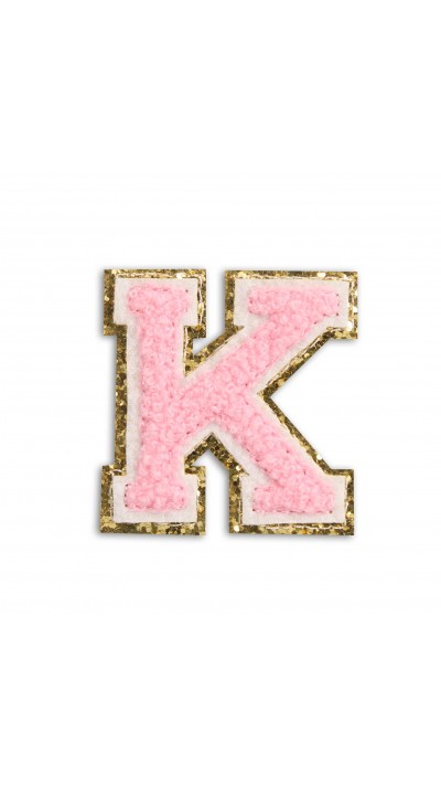 Autocollant sticker pour téléphone/tablette/ordinateur brodé en 3D rose clair - Lettre K
