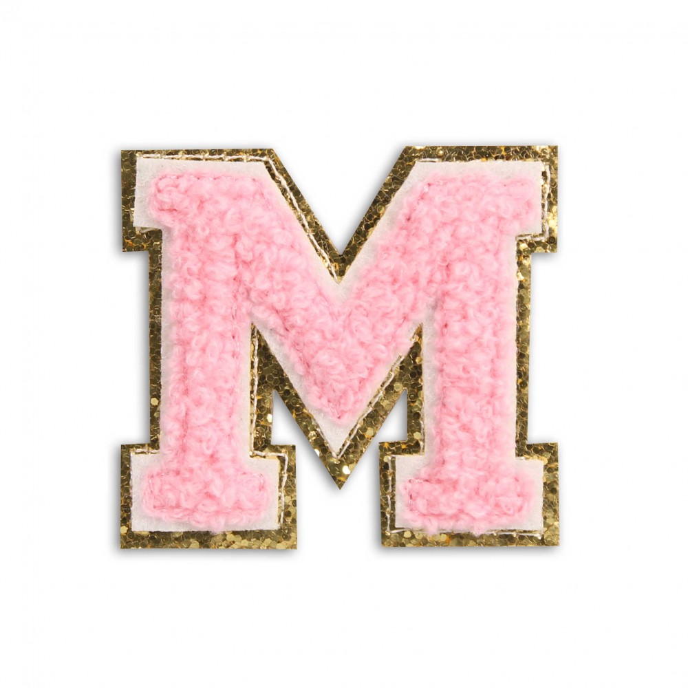 Sticker Aufkleber für Handy/Tablet/Computer 3D gestickt Hellrosa - Buchstabe M