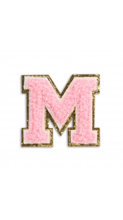 Autocollant sticker pour téléphone/tablette/ordinateur brodé en 3D rose clair - Lettre M
