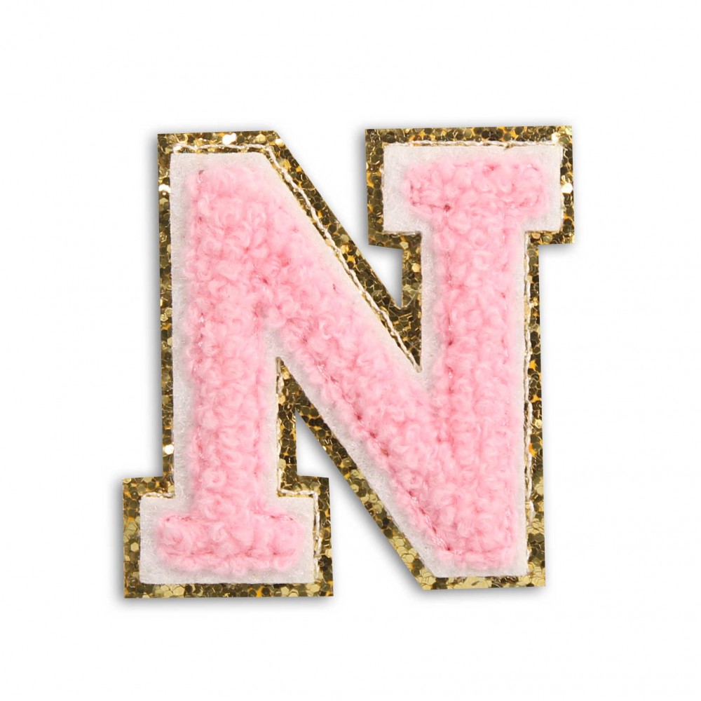 Sticker Aufkleber für Handy/Tablet/Computer 3D gestickt Hellrosa - Buchstabe N