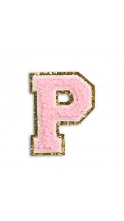 Autocollant sticker pour téléphone/tablette/ordinateur brodé en 3D rose clair - Lettre P