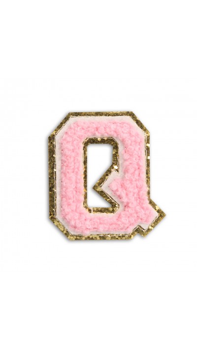 Autocollant sticker pour téléphone/tablette/ordinateur brodé en 3D rose clair - Lettre Q