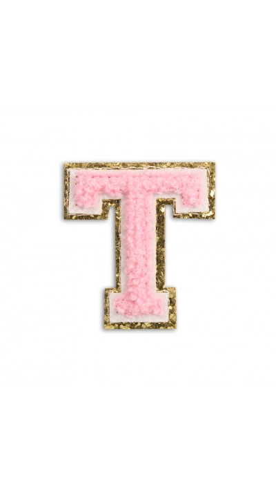 Autocollant sticker pour téléphone/tablette/ordinateur brodé en 3D rose clair - Lettre T