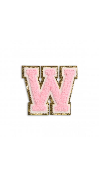 Autocollant sticker pour téléphone/tablette/ordinateur brodé en 3D rose clair - Lettre W