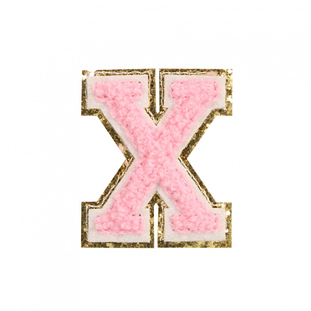 Sticker Aufkleber für Handy/Tablet/Computer 3D gestickt Hellrosa - Buchstabe X