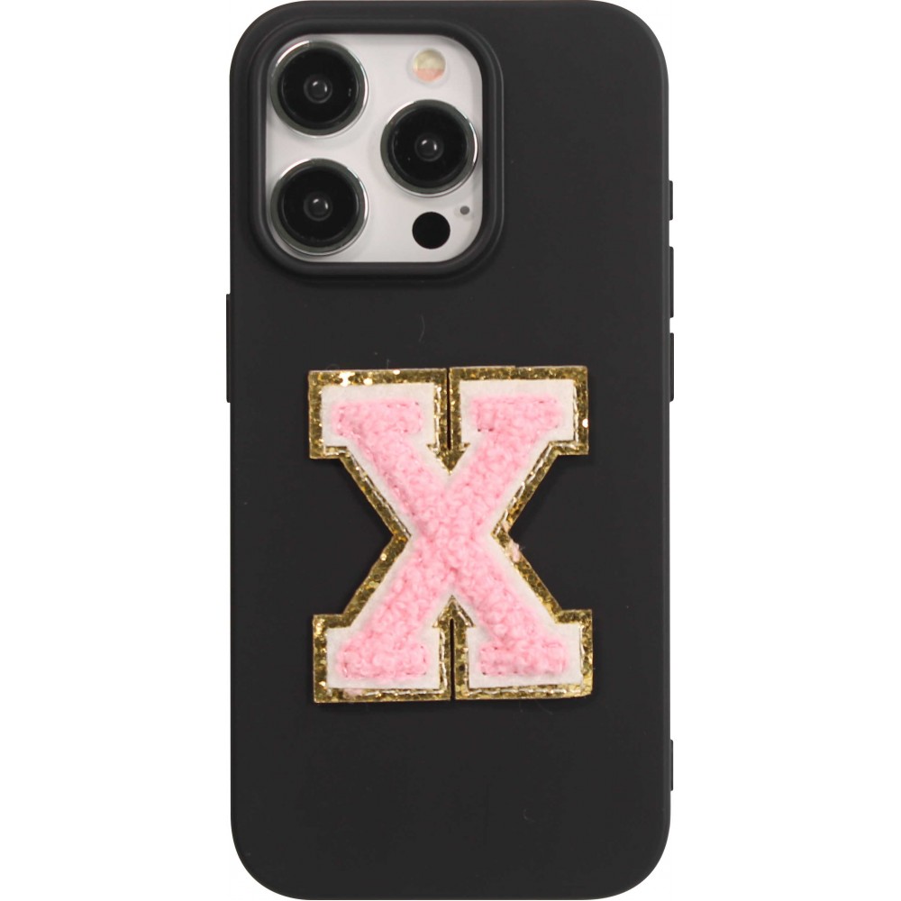 Sticker Aufkleber für Handy/Tablet/Computer 3D gestickt Hellrosa - Buchstabe X